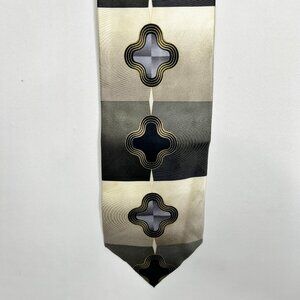 Ottimo Uomo Mens Neck Tie 4” Bold Geometric 100% Silk Hand Made Designer Necktie